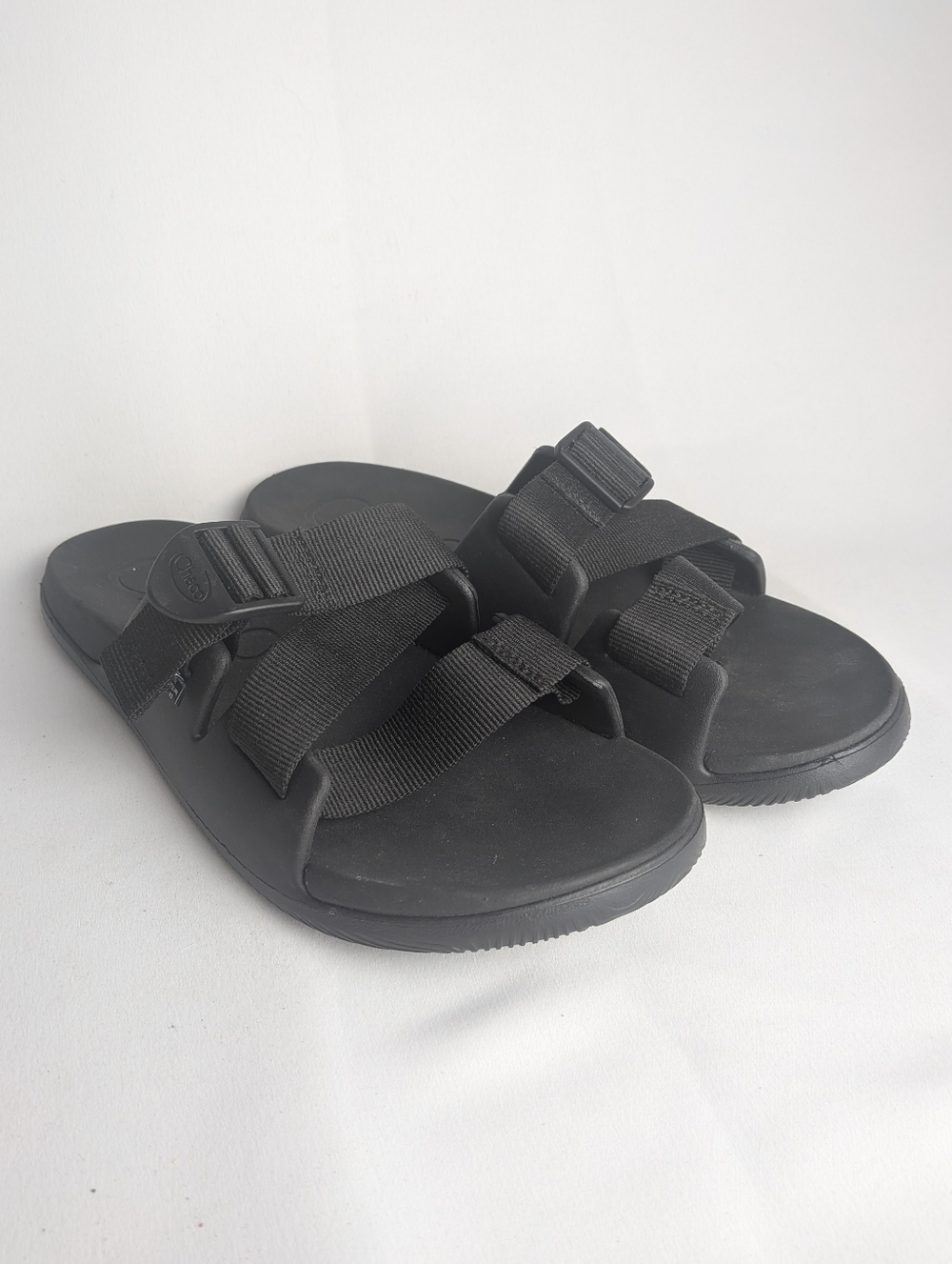 CHACO Sandals Women Chillos Black Adjustable Straps Size 8 Slip On Rubber Soles